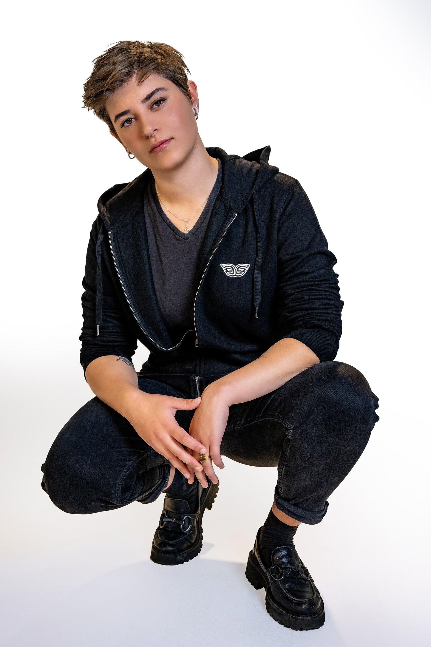 Unisex Black Zip Up Hoodie