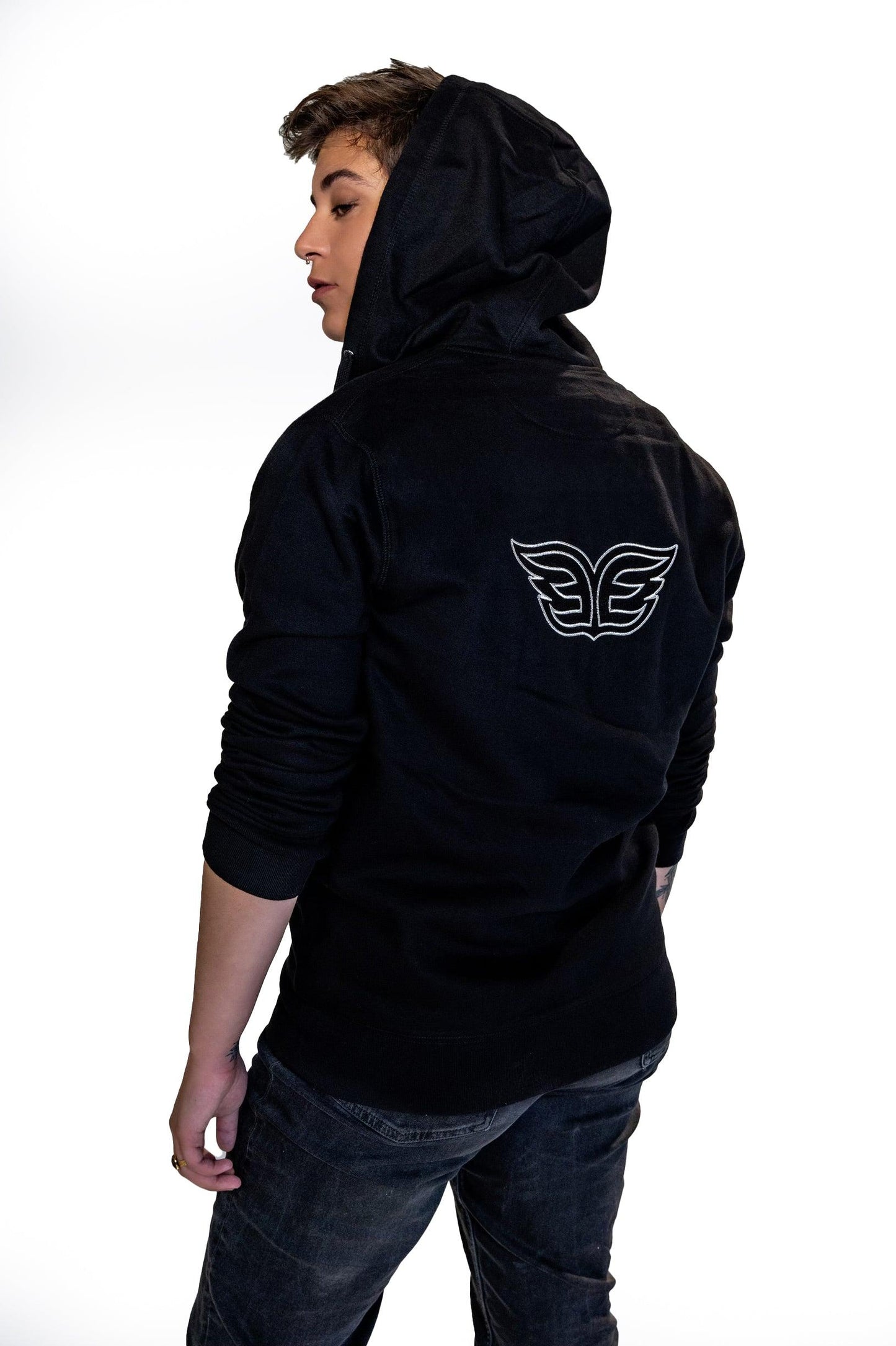 Unisex Black Zip Up Hoodie