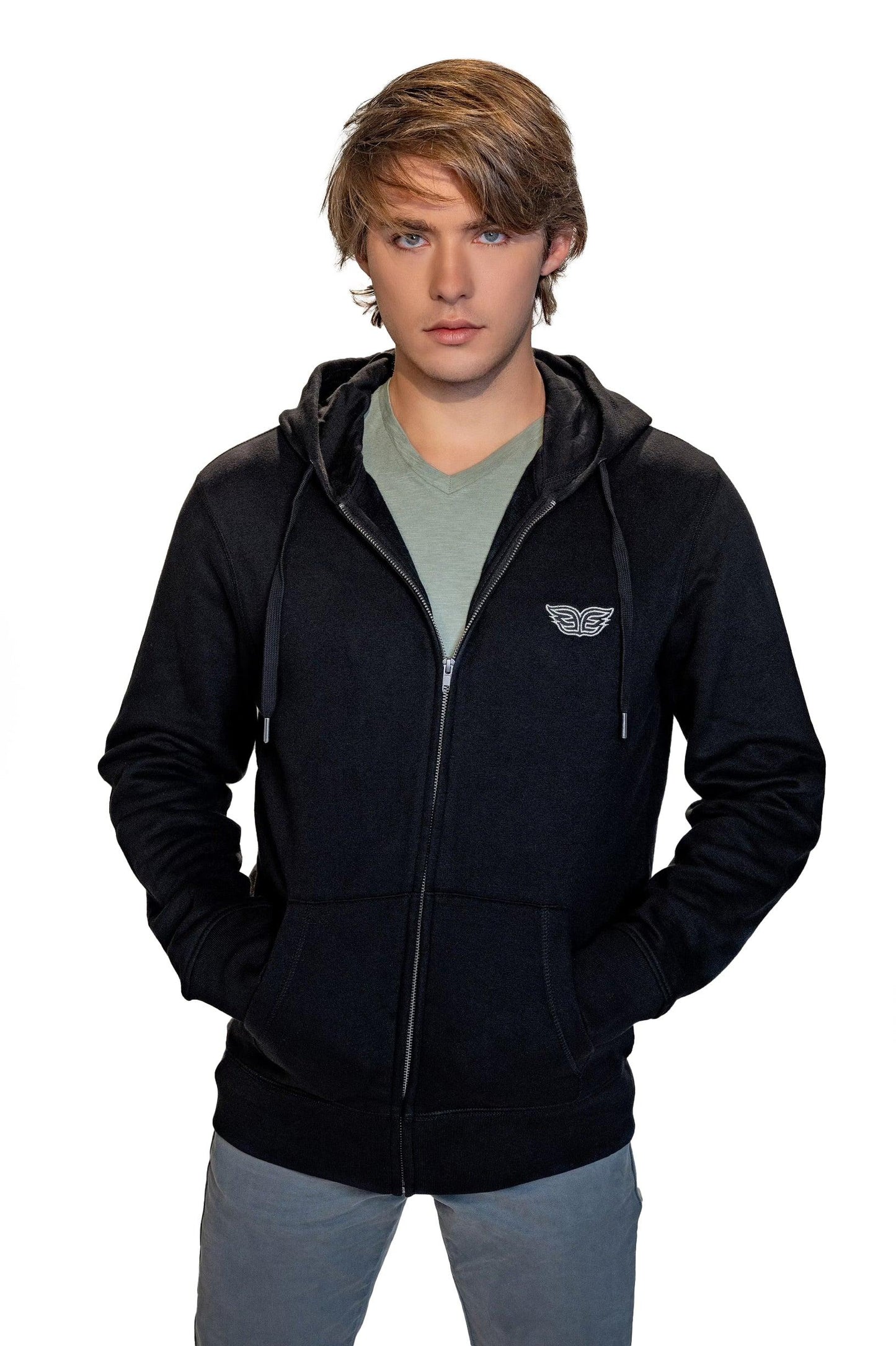 Unisex Black Zip Up Hoodie